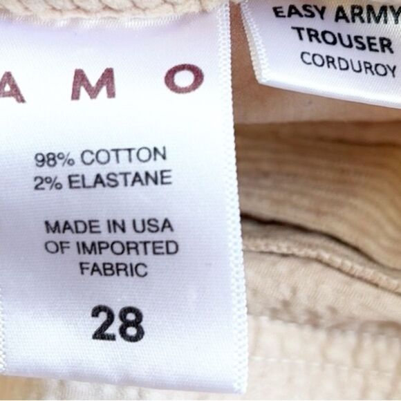 AMO Denim Easy Army Trouser Light Pink Corduroy Cargo Style Pants Straight Leg - Picture 5 of 6